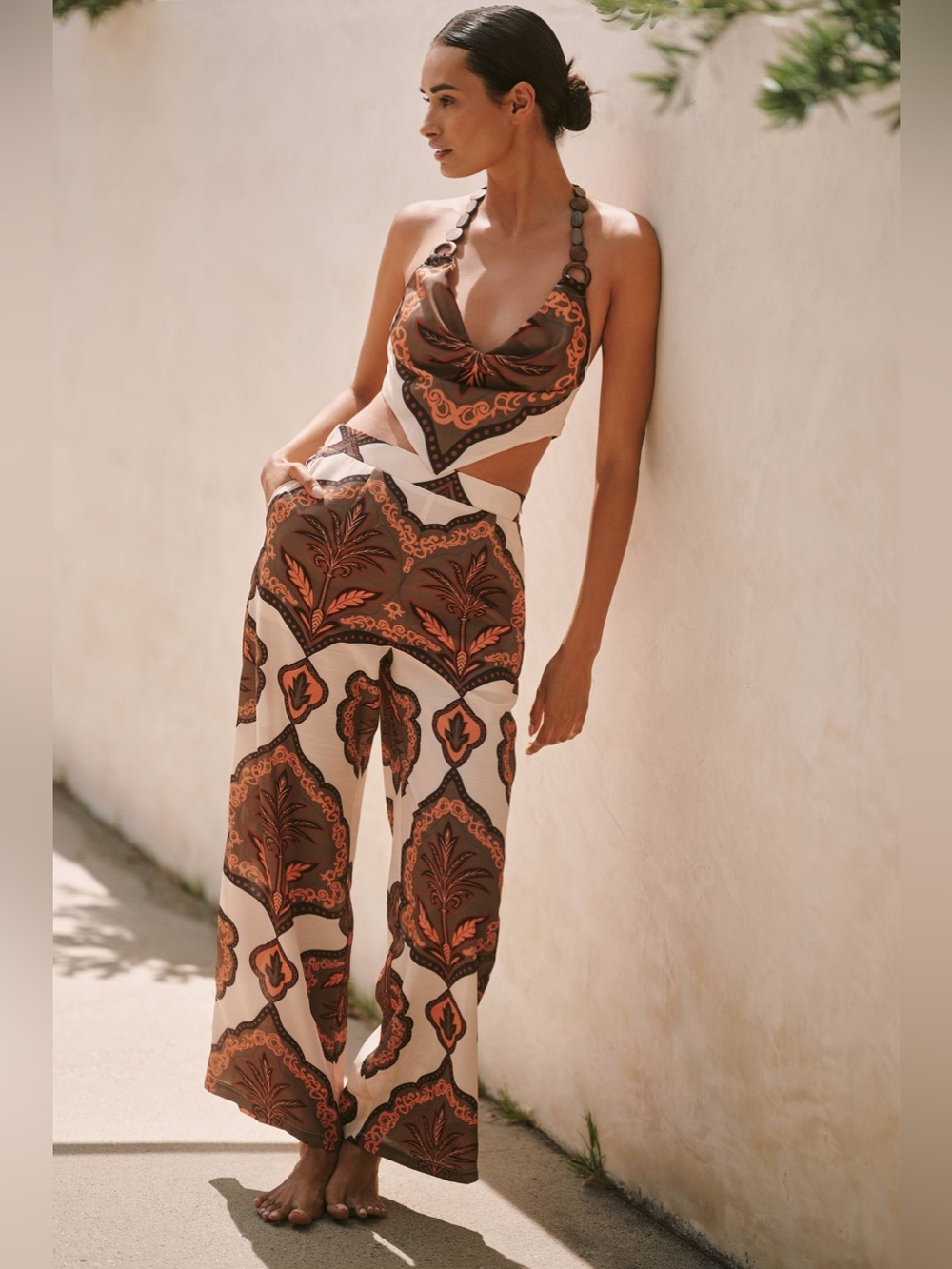 BLITHE Anthropologie Crop Scarf Top & Scarf Trousers Matching Set